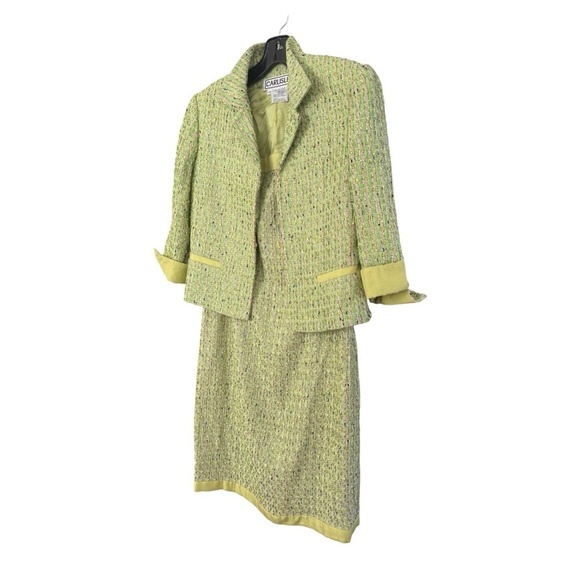 Carlisle Collection Women’s 2-Piece Jacket and Dress Set. Pink, Green. Size 2 - Picture 5 of 13